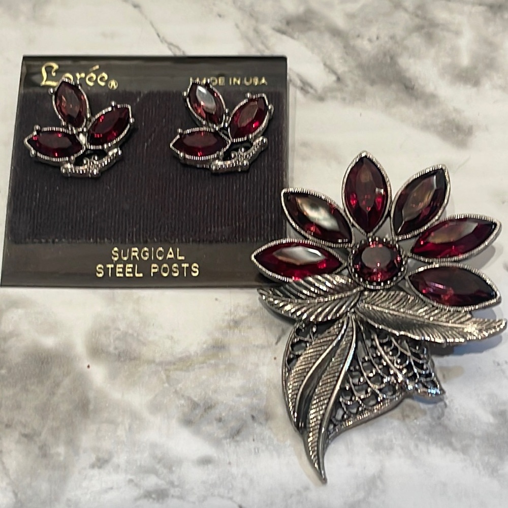 Vintage Loree earrings and broach
